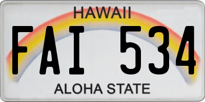 HI license plate FAI534