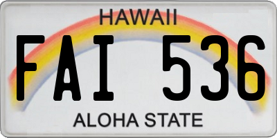 HI license plate FAI536