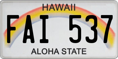 HI license plate FAI537