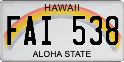 HI license plate FAI538