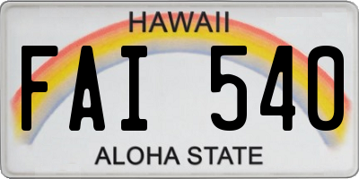 HI license plate FAI540