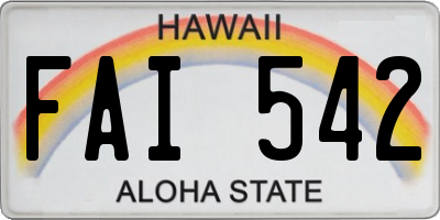 HI license plate FAI542