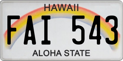 HI license plate FAI543