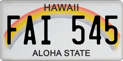 HI license plate FAI545