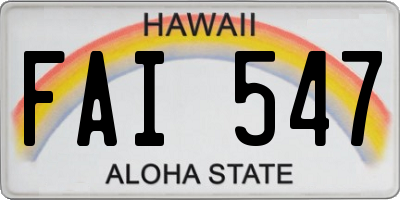 HI license plate FAI547