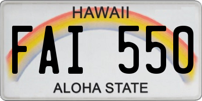 HI license plate FAI550