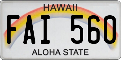 HI license plate FAI560