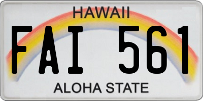 HI license plate FAI561
