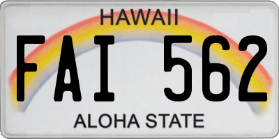 HI license plate FAI562