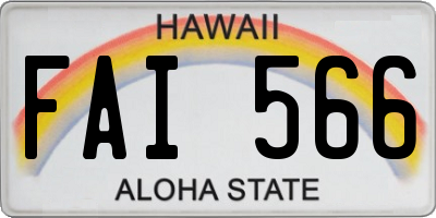 HI license plate FAI566