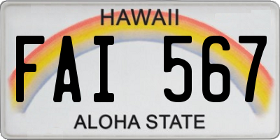 HI license plate FAI567