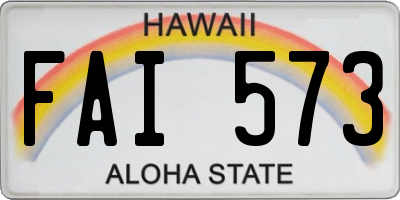 HI license plate FAI573