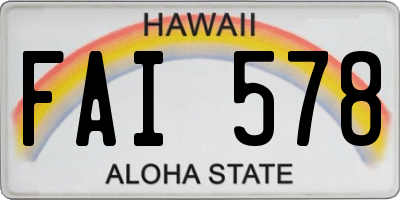 HI license plate FAI578