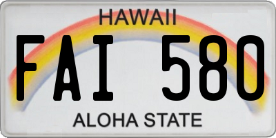 HI license plate FAI580
