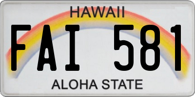 HI license plate FAI581