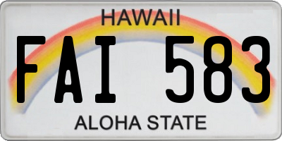 HI license plate FAI583