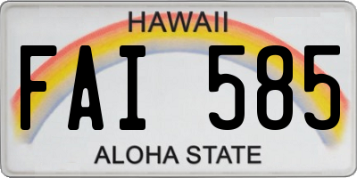 HI license plate FAI585