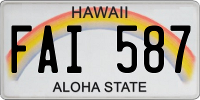 HI license plate FAI587
