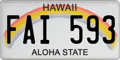 HI license plate FAI593