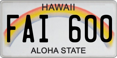 HI license plate FAI600
