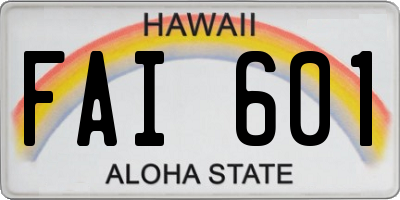 HI license plate FAI601