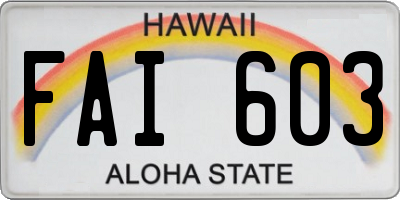 HI license plate FAI603
