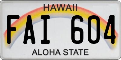 HI license plate FAI604