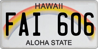 HI license plate FAI606