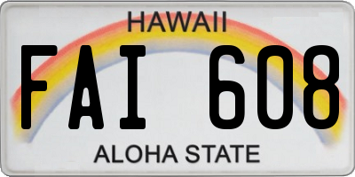 HI license plate FAI608
