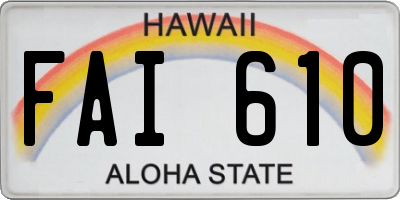 HI license plate FAI610