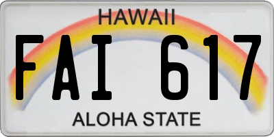 HI license plate FAI617