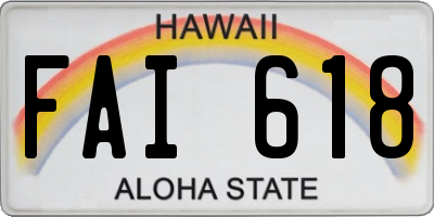 HI license plate FAI618