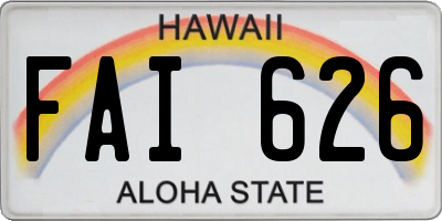HI license plate FAI626