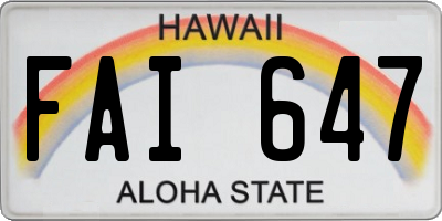 HI license plate FAI647