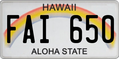 HI license plate FAI650