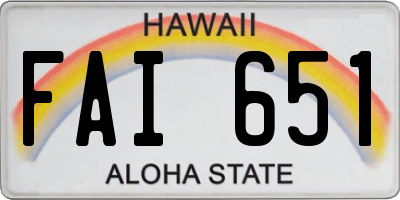 HI license plate FAI651