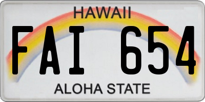 HI license plate FAI654