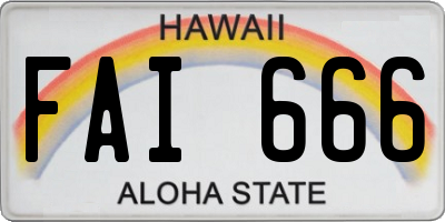 HI license plate FAI666