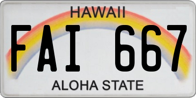 HI license plate FAI667