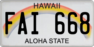 HI license plate FAI668