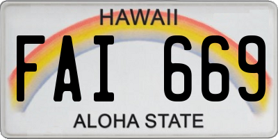HI license plate FAI669