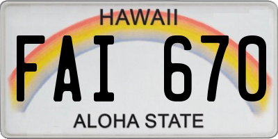 HI license plate FAI670