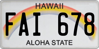 HI license plate FAI678