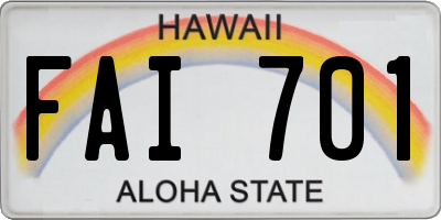 HI license plate FAI701