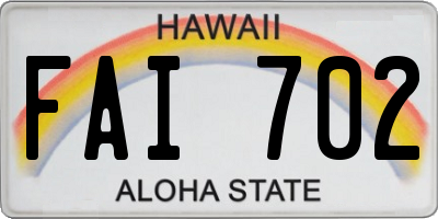 HI license plate FAI702
