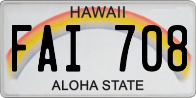 HI license plate FAI708