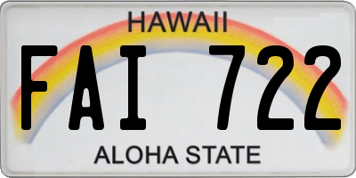HI license plate FAI722
