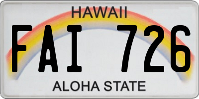 HI license plate FAI726