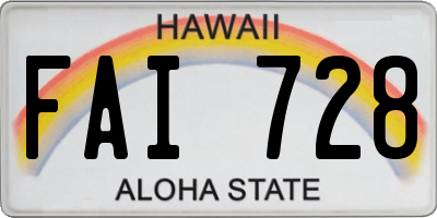 HI license plate FAI728