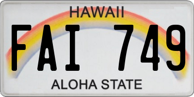 HI license plate FAI749